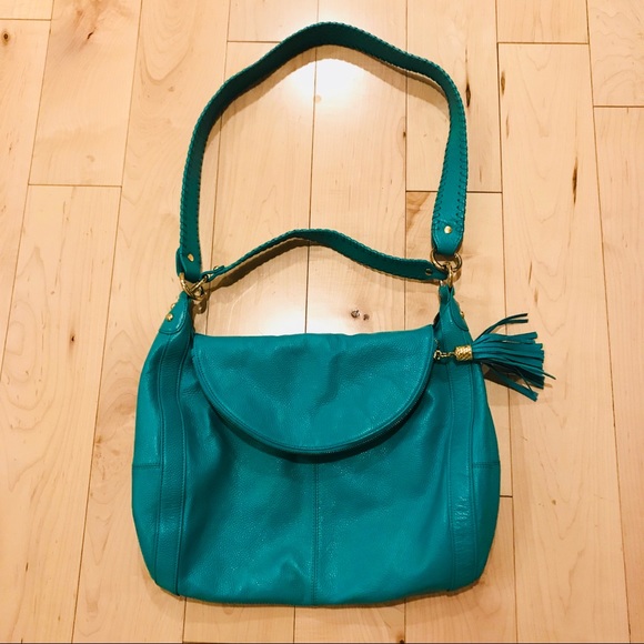 Onna Ehrlich Bags | Onna Ehrlich Teal Leather Purse With Tassle | Poshmark